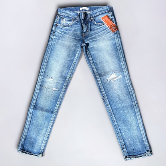 Moussy Vintage MV | Howa Distressed Paint Splatter Sewn Knee Patch Jeans - Picture 4 of 11